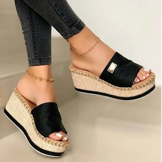 Rope Sole Wedge Sandals