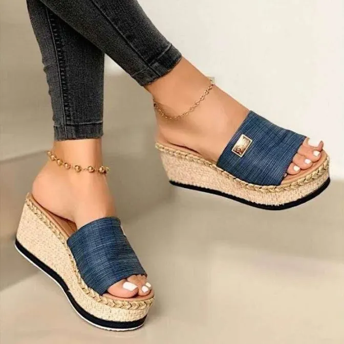 Rope Sole Wedge Sandals