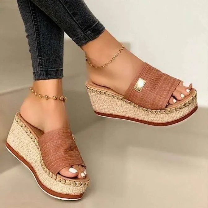 Rope Sole Wedge Sandals