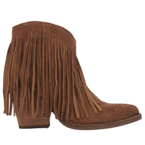 Tangles Fringe Embroidered Pointed Toe Pull On Booties