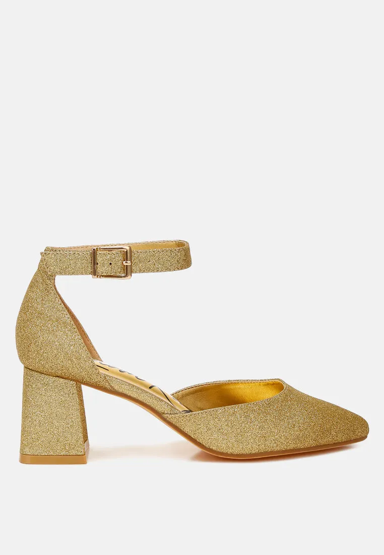 Taznia Glitter Block Heel Sandals