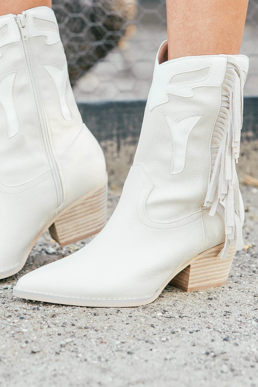 The "Millie"  Fringe Boot in Beige