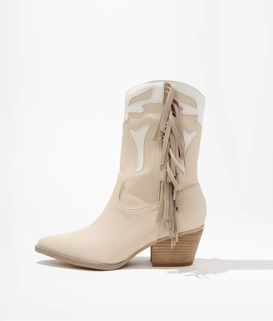 The "Millie"  Fringe Boot in Beige