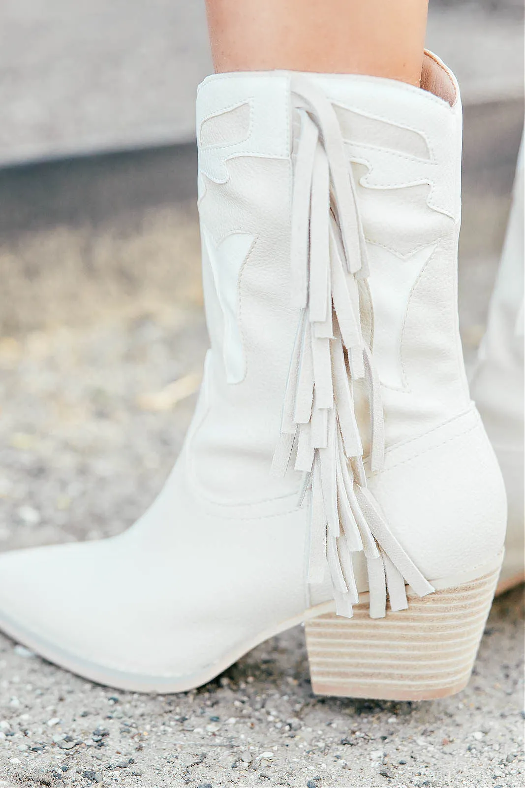 The "Millie"  Fringe Boot in Beige