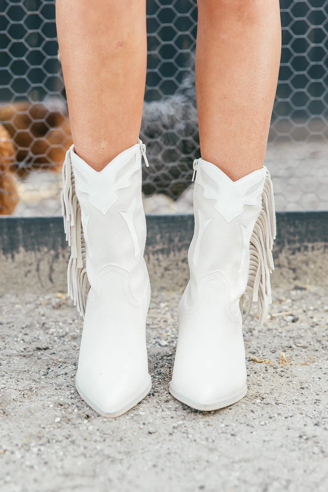 The "Millie"  Fringe Boot in Beige