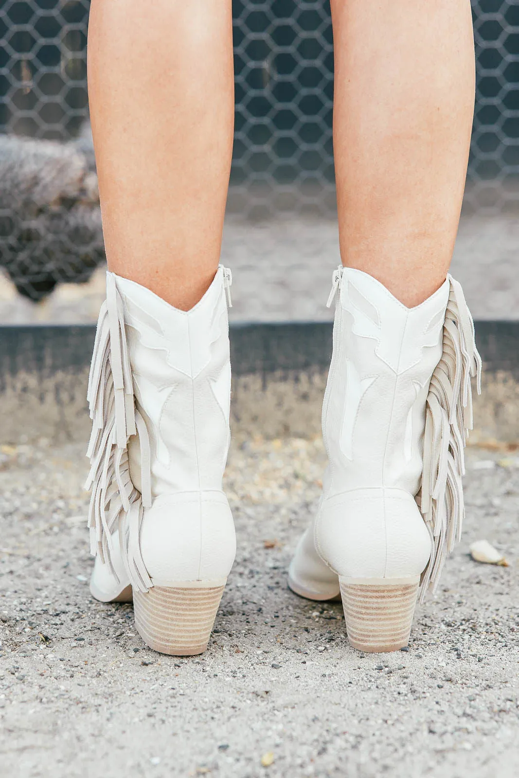 The "Millie"  Fringe Boot in Beige