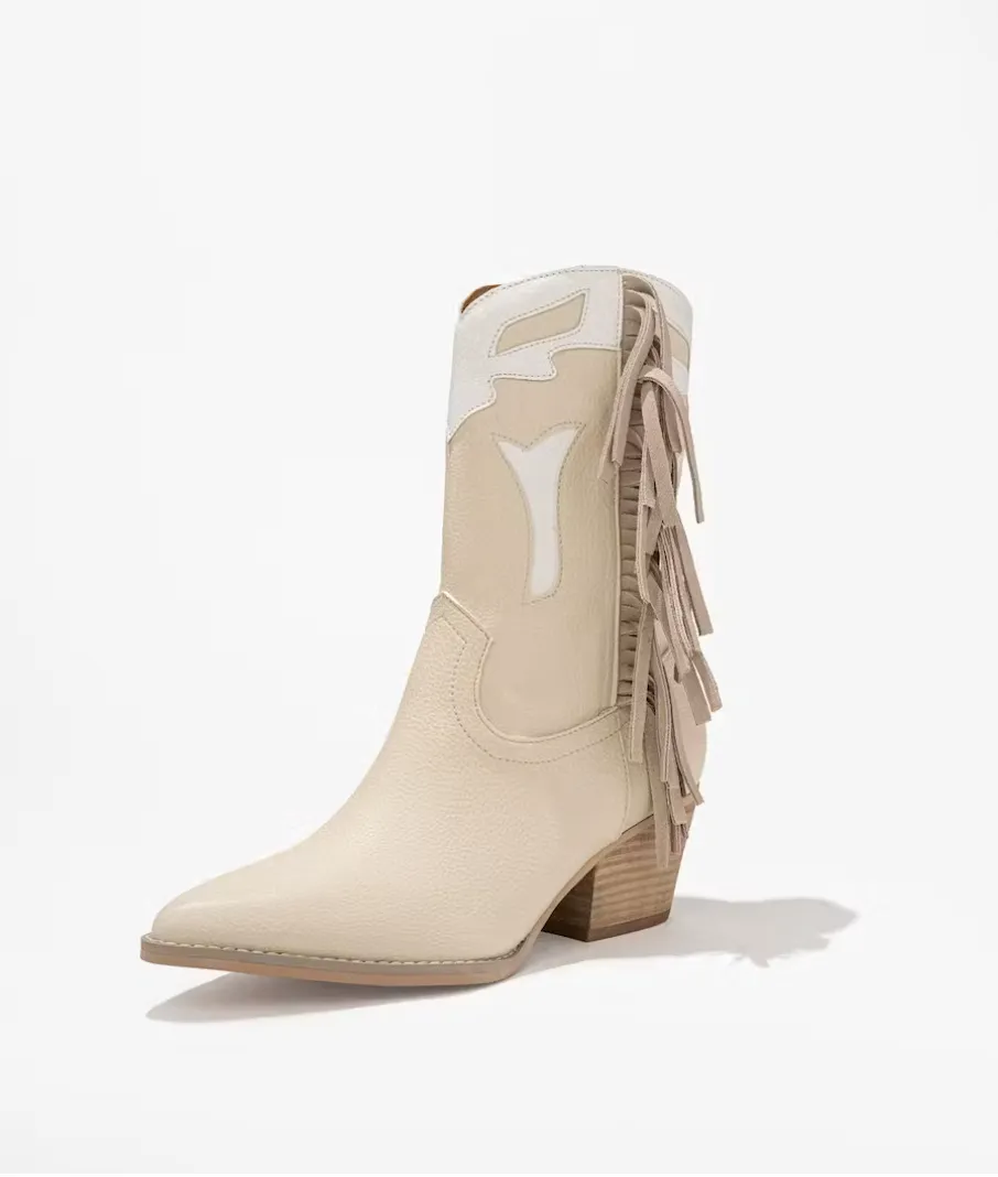 The "Millie"  Fringe Boot in Beige