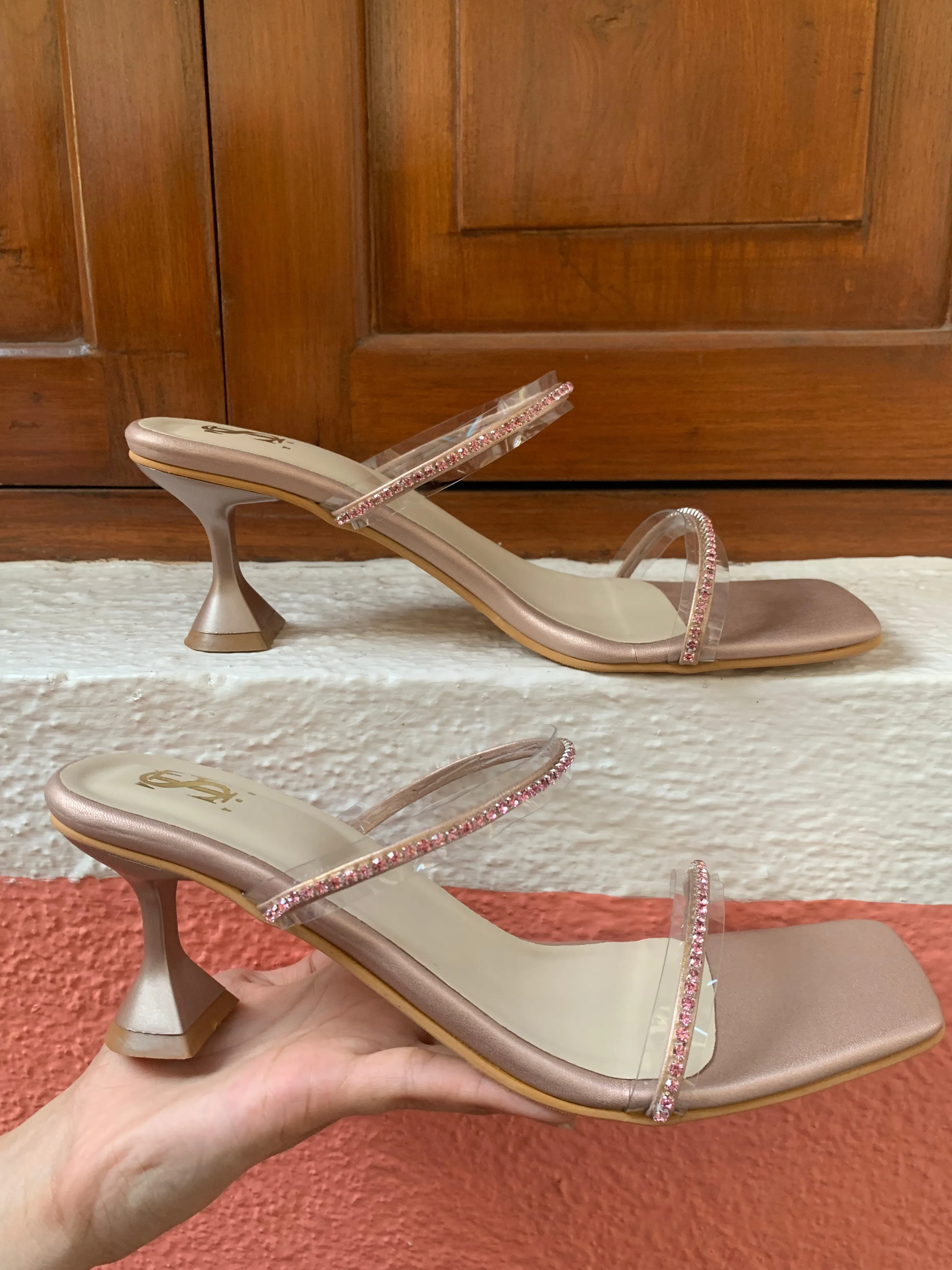 Transparent Blush Diamantine Heels