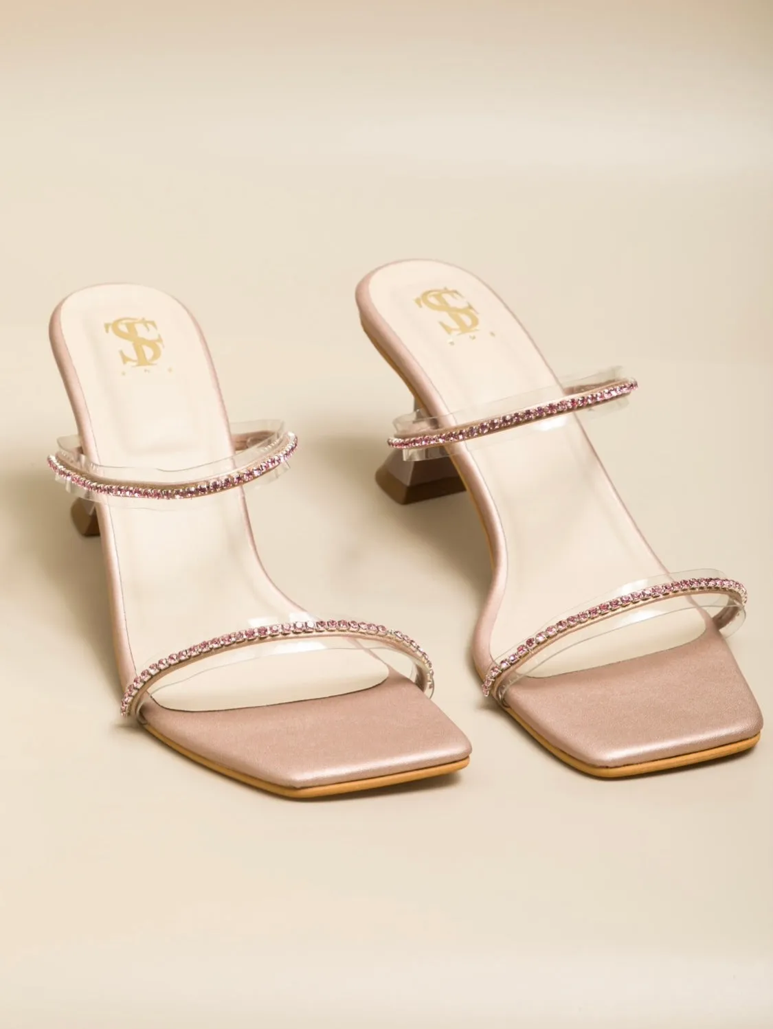 Transparent Blush Diamantine Heels