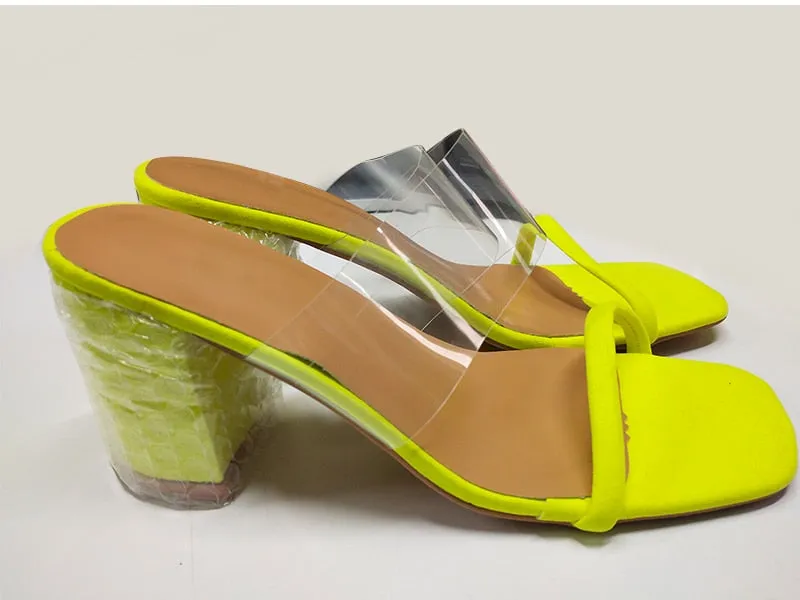 Transparent Sandals Ladies High Heel Slippers