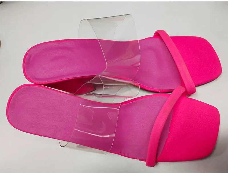 Transparent Sandals Ladies High Heel Slippers