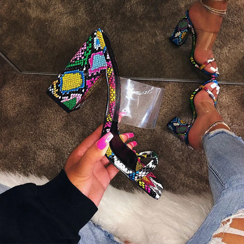 Transparent Sandals Ladies High Heel Slippers