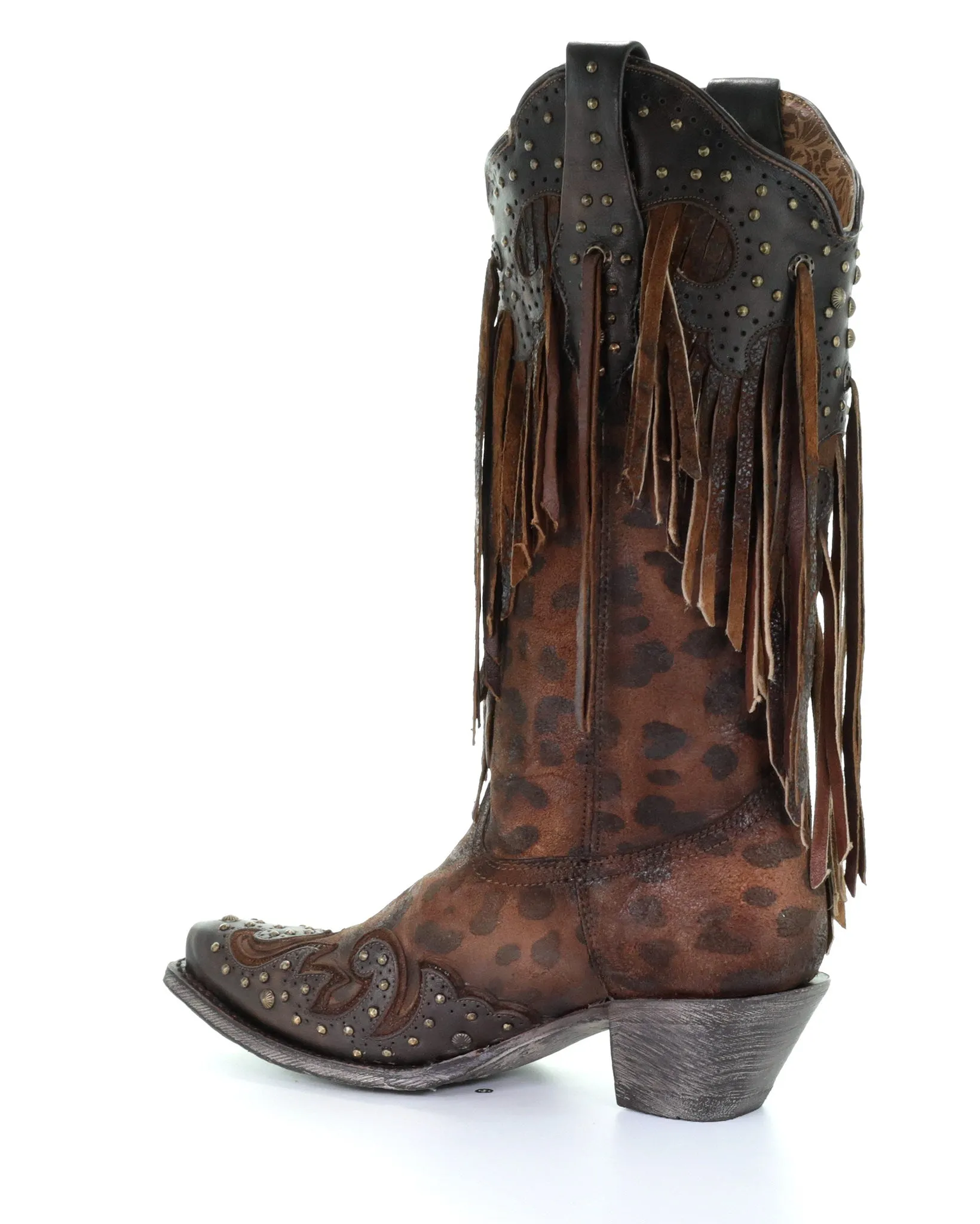 Women's Cheetah and Fringe Western Boots