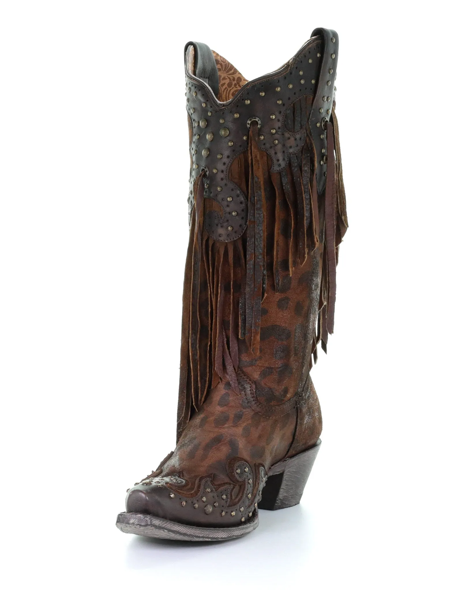 Women's Cheetah and Fringe Western Boots