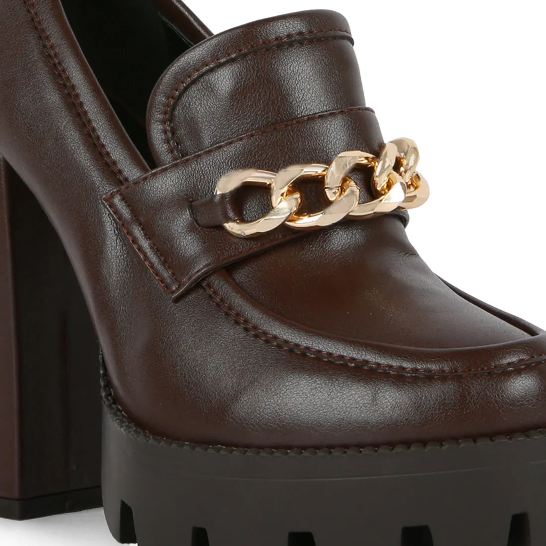 Y2K Chunky High Block Heeled Loafers