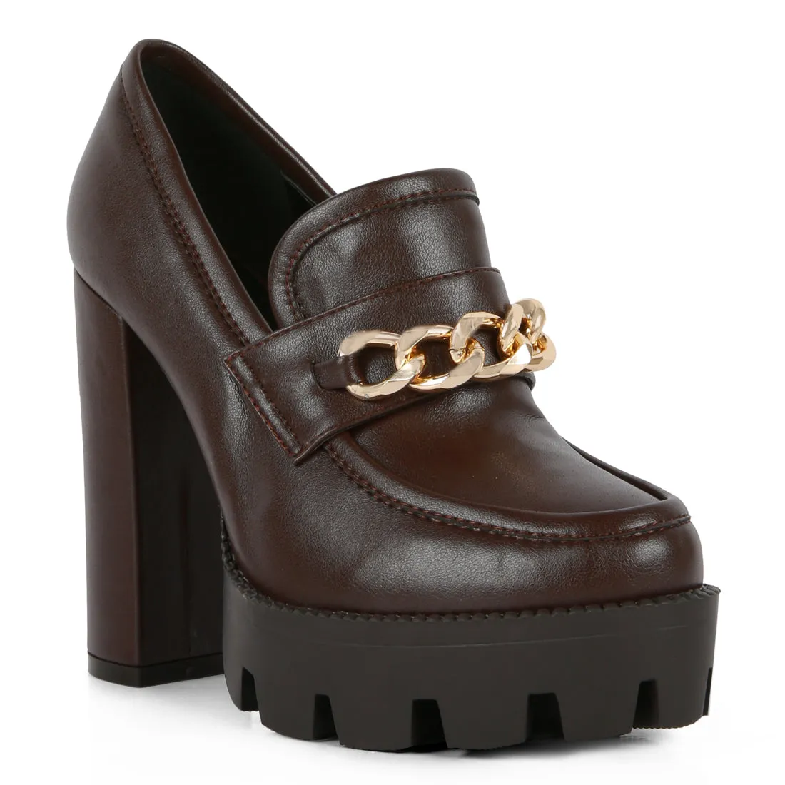 Y2K Chunky High Block Heeled Loafers