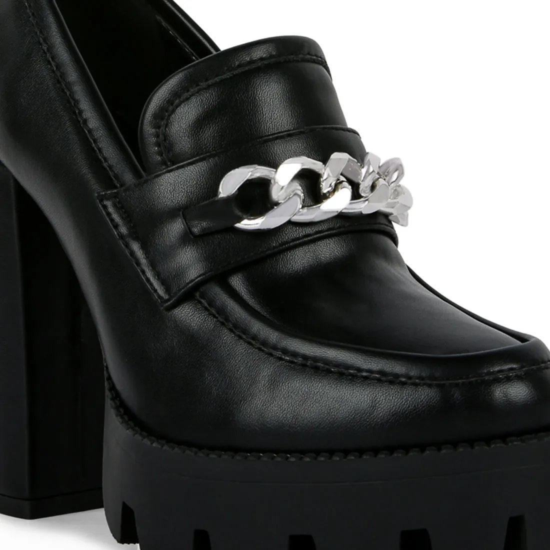 Y2K Chunky High Block Heeled Loafers