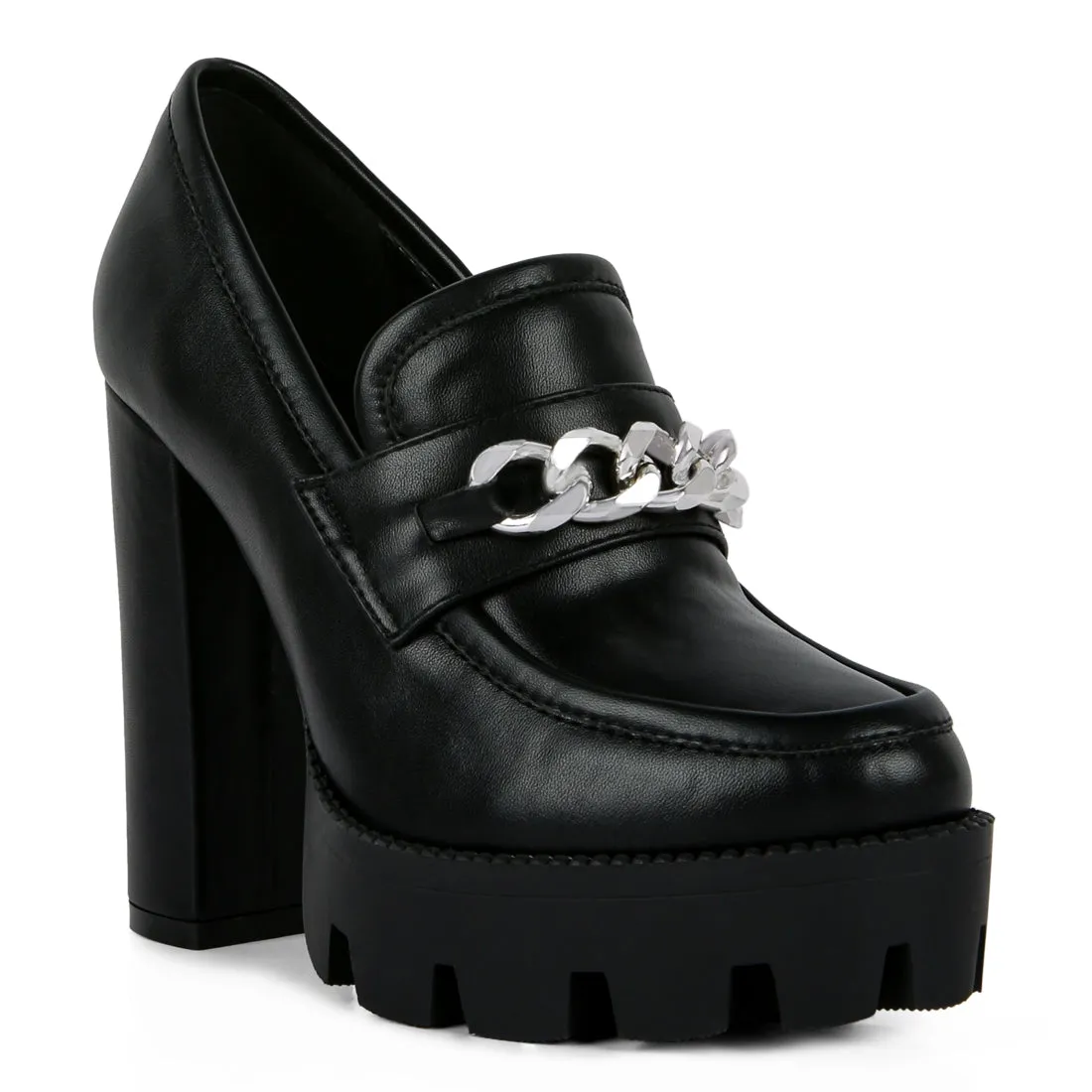 Y2K Chunky High Block Heeled Loafers