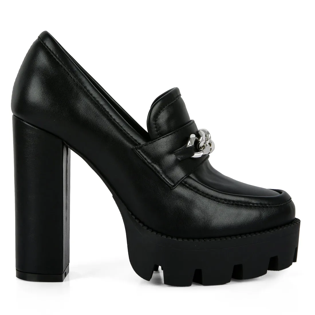 Y2K Chunky High Block Heeled Loafers